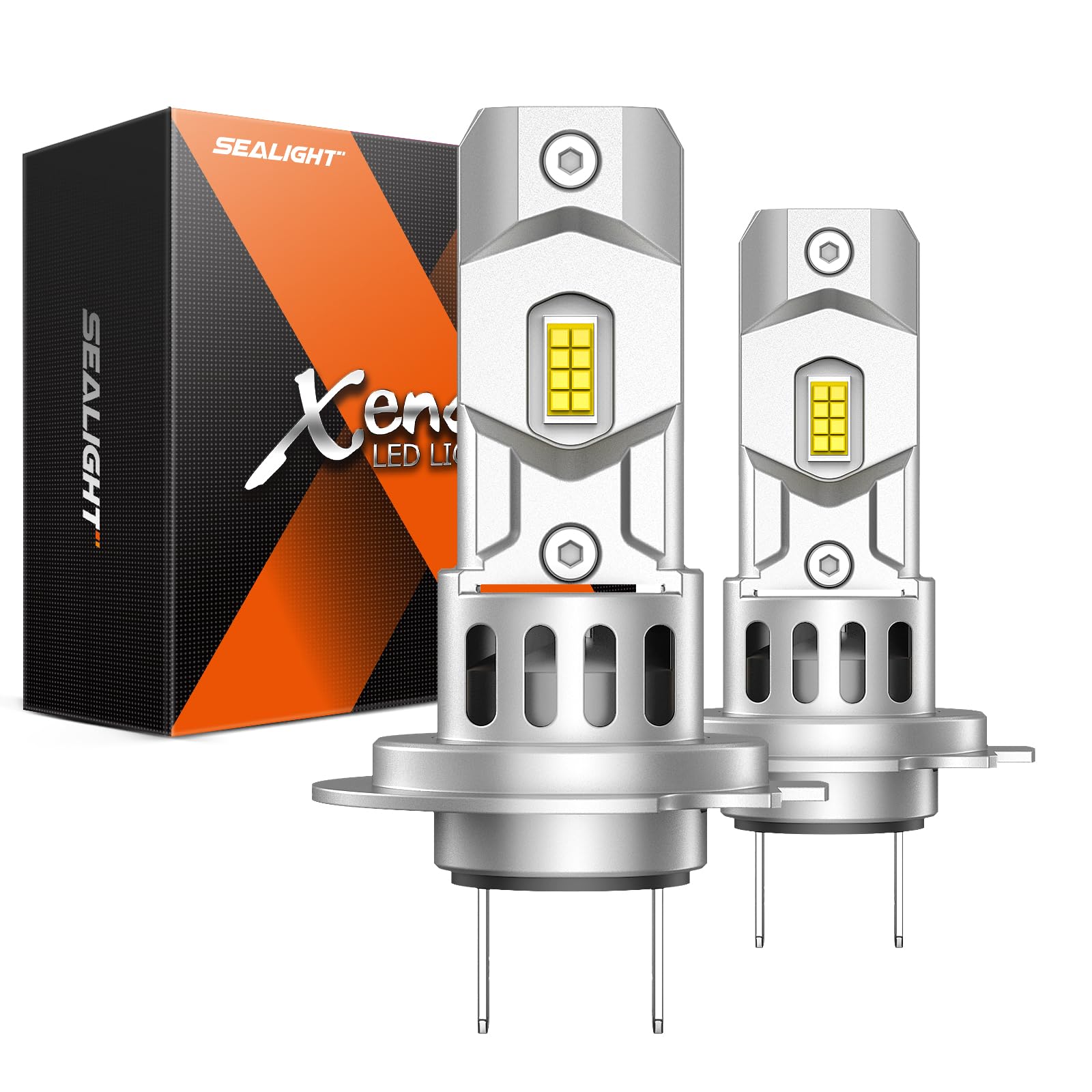 SEALIGHT H7 Bulbs, 64,000LM 900% Brightness H7 Light Bulbs, 6500K Cool White Bulbs with 15000RPM Fan, Plug and Play ATV/UTV, 10-Year Extended Lifespan IP68 Waterproof, Pack of 2 Image