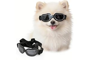 Enjoying Small Dog Goggles Dog Sunglasses for UV Protection Glasses Windproof with Adjustable Band for Puppy Doggy Cat - Blac