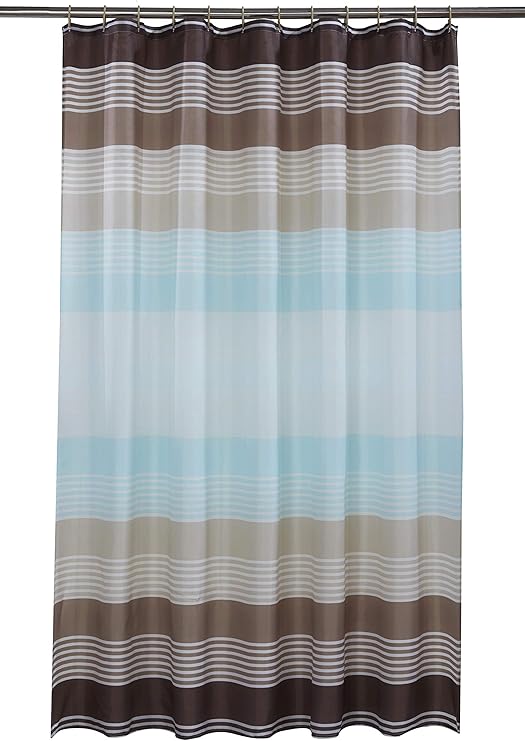 Vibrant Linear Cross Striped Polyester Shower Curtain Including 12