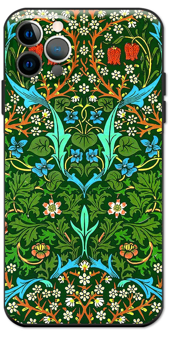 Berkin Arts Compatible with iPhone 12 Pro Case Silicone Cover with Screen Protector Decorative Art Nouveau Pattern (Blackthorn by William Morris) — image 1