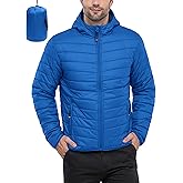 33,000ft Men's Lightweight Packable Insulated Puffer Winter Jacket with Hood, Water-Resistant Down Alternative Puffy Coat