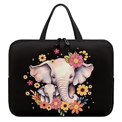 Uasibuni Daisy Elephants Print Laptop Bag for Men