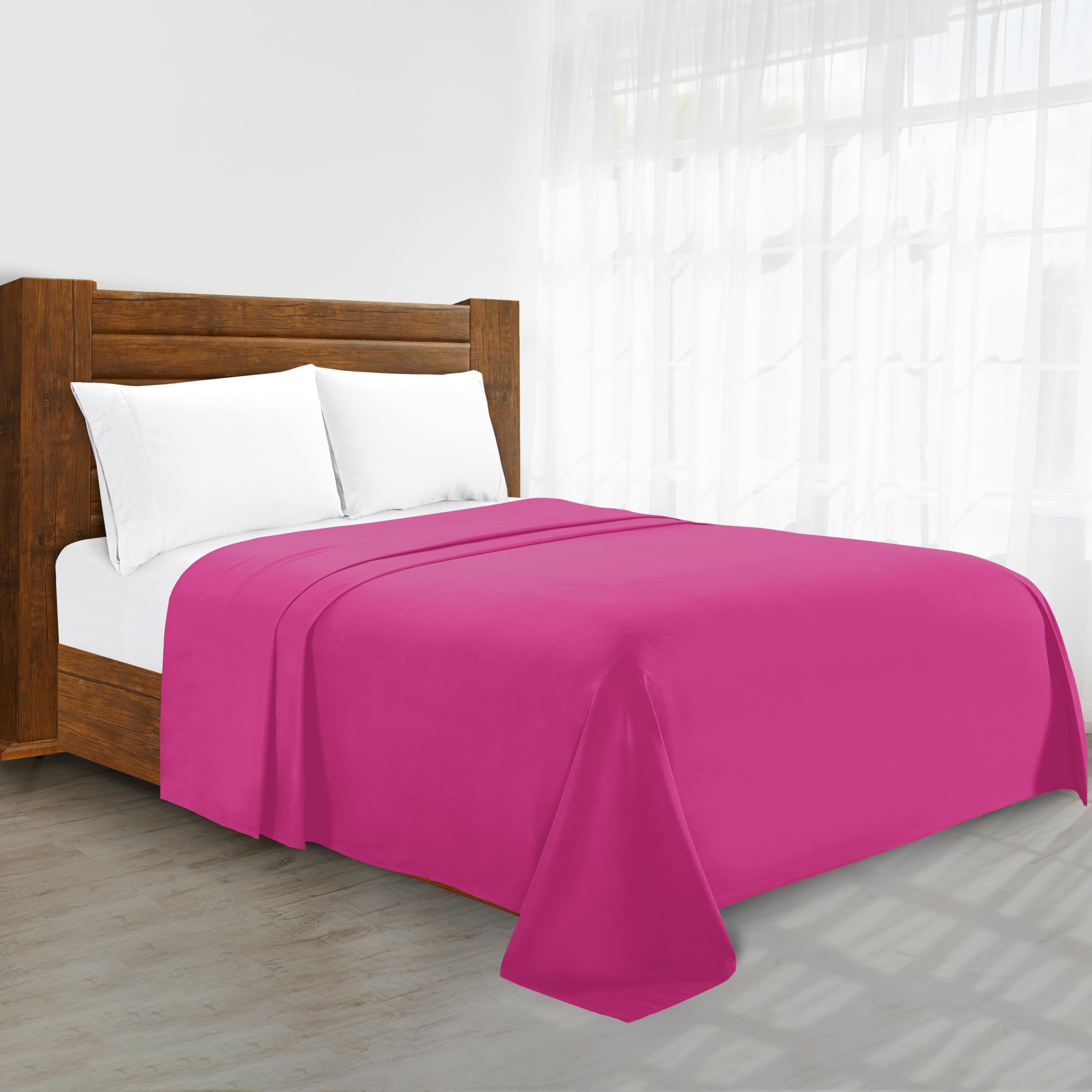 Luxury Flat Sheet Elegant Comfort Wrinkle-Free 1500 Thread Count Egyptian Quality 1-Piece Flat Sheet, King, Pink