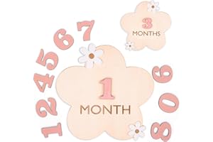 OENIZI Daisy 3D Baby Monthly Milestone, Wooden Baby Milestone Signs, Monthly Milestone Wood Discs, Baby Milestone Discs (3D Flower)