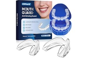 SWturK Mouth Guard for Clenching Teeth at Night, Mouth Guard for Grinding Teeth at Night, Comfortable & Reusable Adult Teeth Grinding Mouthguards for Sleeping, Includes 2pcs & 1 Travel Case