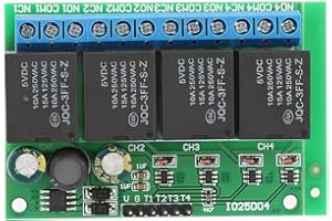 WALFRONT Relay Module, 4 Channel Flip-Flop DC 12V Bistable Self-Locking Relay Module Low Pulse Relay 6-24VDC for Automotive Electronics, Motor, LED