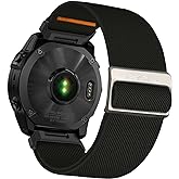 Abanen Quick Fit 26mm Elastic Nylon Soft Stretchy Loop Durable Watch Band for Garmin Fenix 8 51mm / epix Pro 51mm / Instinct 3 50mm / Enduro/Tactix 7 Pro/Fenix 7X / 6X / 5X