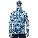 FISHEAL Men's Performance Fishing Hoodie Shirt - UPF 50+ Sun Protection Long Sleeve Thumbholes Shirts with Neck Gaiter