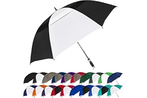 STROMBERGBRAND UMBRELLAS The Typhoon Tamer 62 Inch Vented Windproof Double Canopy Large Golf Umbrella for Rain & Wind, Strong Fiberglass Oversized Lightweight Professional Quality Golfers Umbrella for Men & Women, Black/White