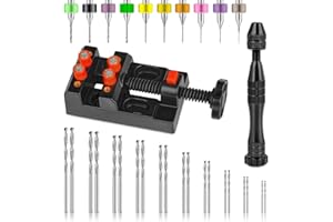 Hakkin 32 Pcs Pin Vise Hand Drill for Jewelry Making, Mini Manual Drill Kit - 0.8-3.0mm HSS Micro Twist Drill, Pin Vise, Carving Clamp and PCB Drills, Rotary Hand Press Drill for Resin, Wood, Plastic