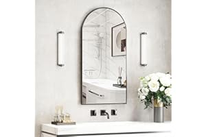 Mepplzian Recessed Medicine Cabinet for Bathroom,Black Arched Medicine Cabinet with Mirror,Arch Medicine Cabinet Recessed,Metal Edge Bathroom Mirror with Storage,Surface Mount Wall Cabinets 16x31