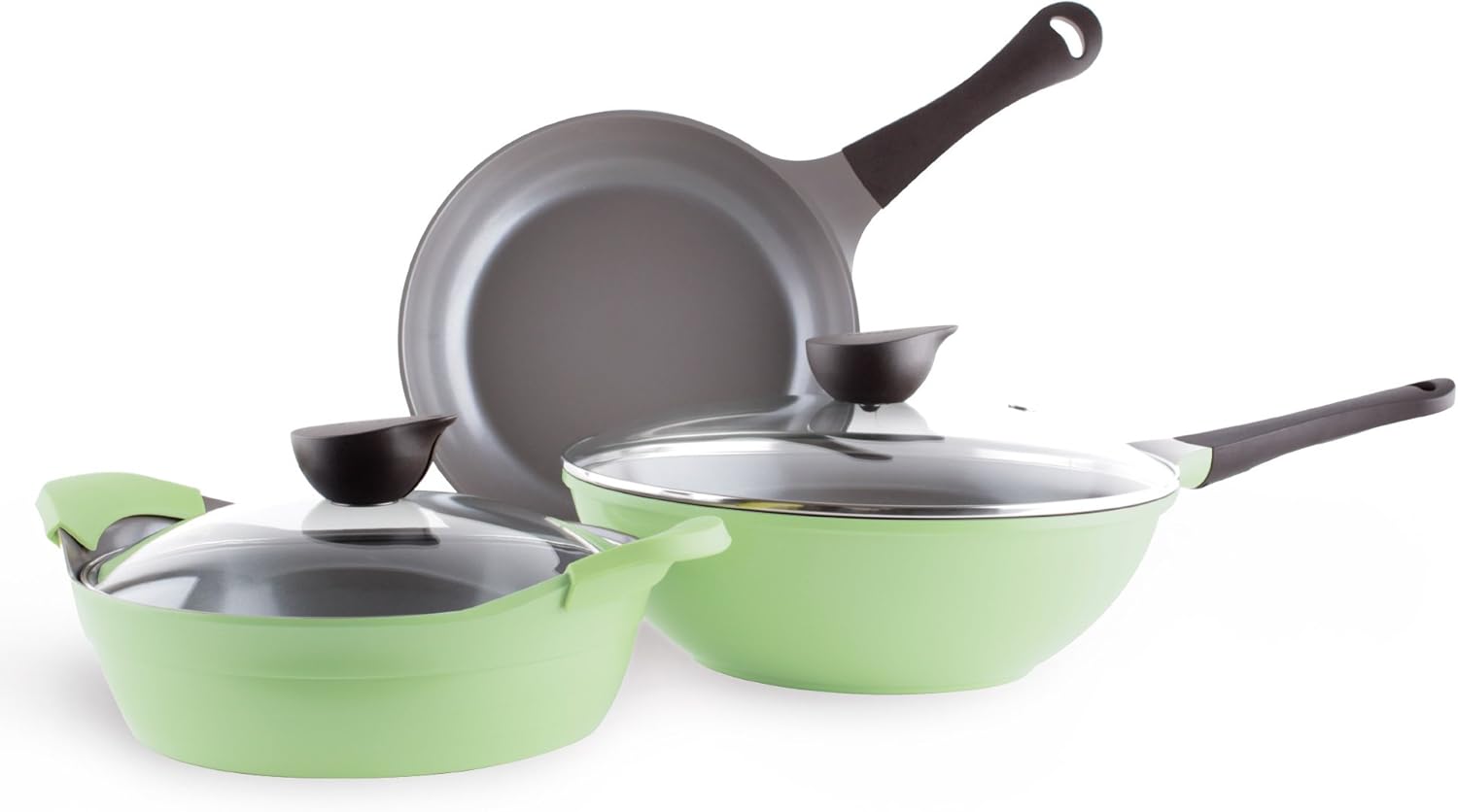 Neoflam Eela 5 Piece Ceramic Non-Stick Cookware Set, Apple Green