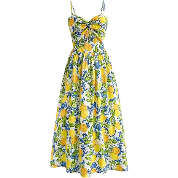 Amazon.com: Allegra K Women's Spaghetti Strap Bowknot Ruffle Lemon Polka  Dots Dress X-Small Red : Clothing, Shoes & Jewelry