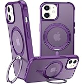ZHOGTNEG 360° Magnetic Swivel Ring for iPhone 11 case, Built-in Metal Stand and Ring Holder, Magsafe Compatible, Military Grade Protection, Shockproof - Purple