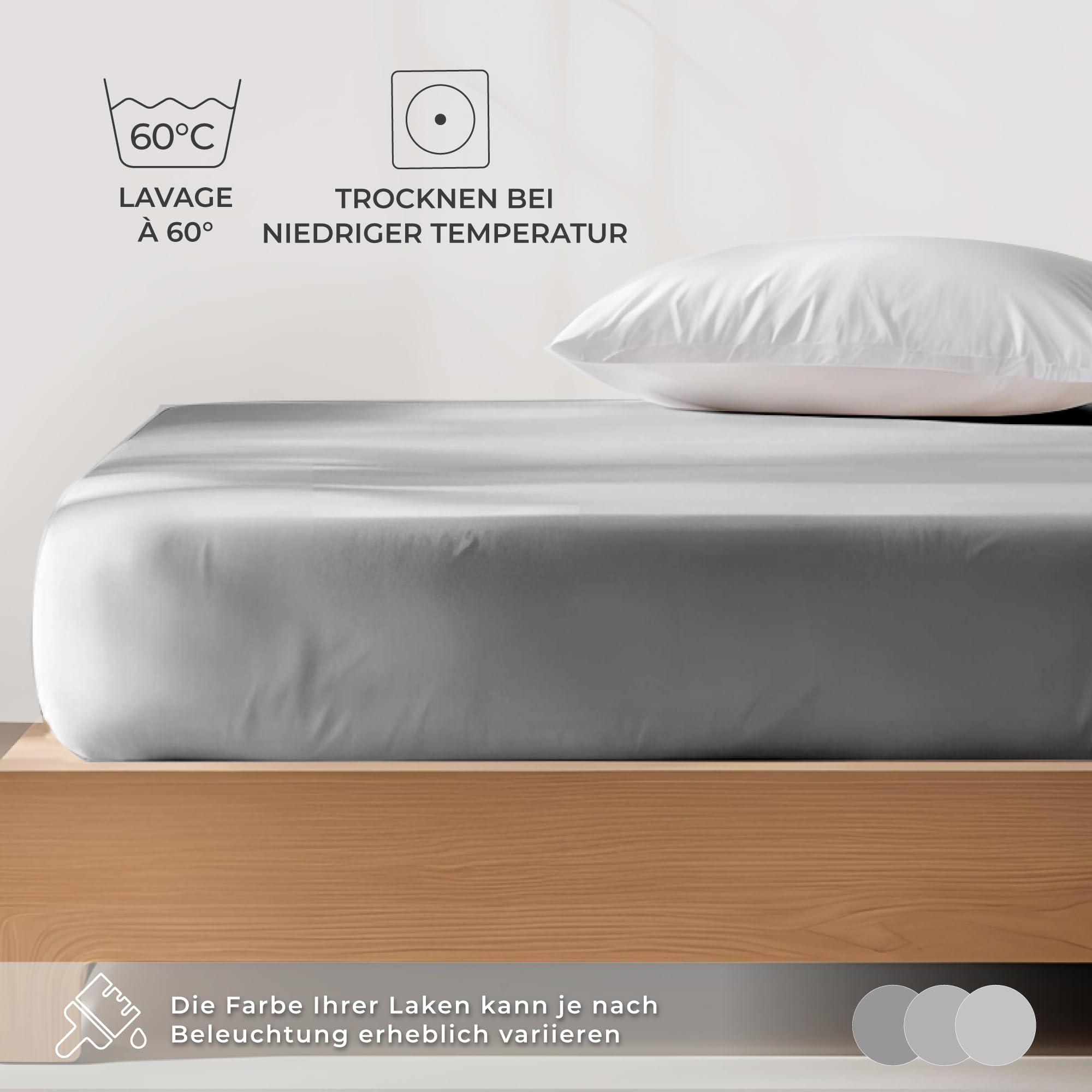 Dreamzie Premium Spannbettlaken 90x200cm bis 100x200cm Anthrazit, Spannbetttuch aus 100% Jersey Biobaumwolle, 150 g/m² - Oeko-TEX 6