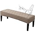 Waterproof Dining Room Bench Covers, Stretch Jacquard Bench Seat Protector Cover, Rectangular Bench Cover for bedrooms, Living Rooms, Kitchens, Removable, Washable (Taupe)