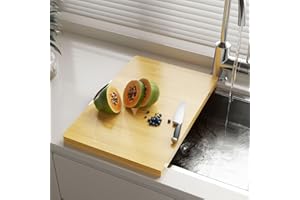 YUHFERA Bamboo Stove Covers for Electric Stove - Noodle Board Stove Top Cover Board For Gas Burner,Wooden RV Stovetop Cover (Foldable Cover)