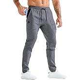 BROKIG Mens ZeroArmor Workout Running Jogger Sweatpants,Stretch Double Ankle Zipper Gym Pants Fitted Sweat Pants Pocket