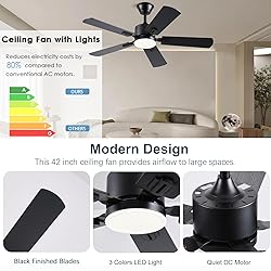 42 inch Modern Ceiling Fans with Lights APP/Remote
