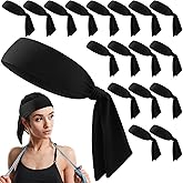 Hiboom 18 Pack Tie Headband Bulk Sports Tennis Headband for Men Women Ninja Karate Head Tie Athletic Sweatbands Elastic Hair Bands for Basketball, Football, Soccer, Running, Yoga