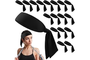 Hiboom 18 Pack Sports Tie Headband for Men Women, Ninja Karate Headbands, Athletic Sweatbands Elastic Hair Wrap Bands for Pla