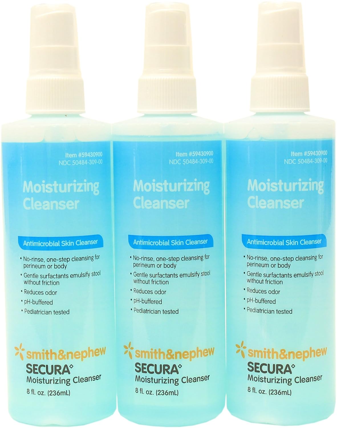 Smith and Nephew SECURA Moisturizing Antimicrobial Skin Cleanser 8oz Spray Bottle (Pack of 3)