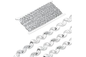 MECCANIXITY 15 Yards Sewing Sequin Trim 0.4 Inch Sequin Braid Beaded Lace Trim Strip Paillette Ribbon for Crafts, Embellishments, DIY Sewing Costume Silver