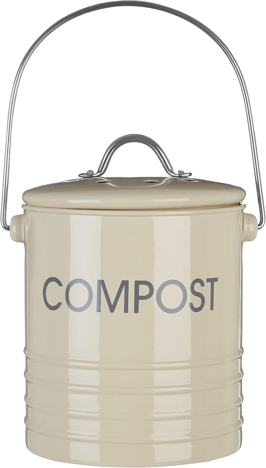 Premier Housewares Compost Bin with Handle - Cream