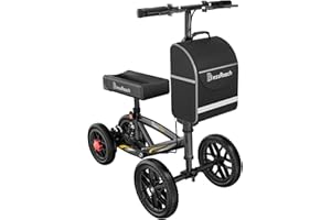BlessReach All Terrain Foldable Knee Scooter Walker - Economical Knee Walker for Foot Injuries, Compact Crutches Alternative - Black