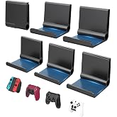 6 Pack Foldable Controller Wall Mount Holder for Xbox PS5 PS4 PS3 Switch Pro Strong Adhesive/Screw Upgraded Controller Stand Hanger with Anti-slip Pad Universal Gaming Remote, Headphone Accessories