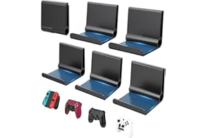 6AMLIFESTYLE 6 Pack Foldable Controller Wall Mount Holder for Xbox PS5 PS4 PS3 Switch Pro Strong Adhesive/Screw Upgraded Controller Stand Hanger with Anti-slip Pad Universal Gaming Remote, Headphone Accessories