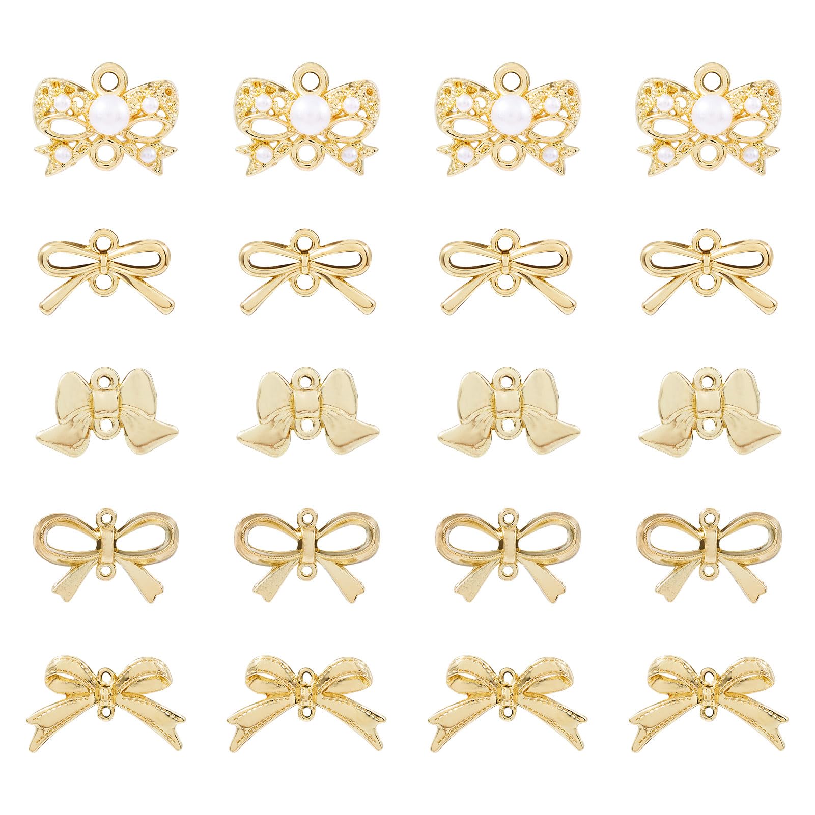 Beadthoven 20pcs Alloy Bowknot Links Bow Knot Shape Connector Charms Bow Tie Pendants Double Loop for Necklace Bracelet Earring Keychain Jewelry Making DIY Craft