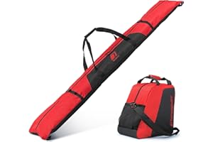 Tonesport Ski Bag and Boot Bag Combo - Ski Bags for Air Travel - Unpadded Snow Ski Bags - For Skis Up to 180cm