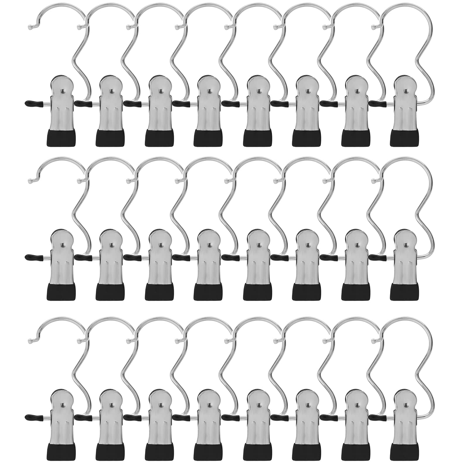 Photo 1 of BEWISHOME 24 PCS Laundry Hook Boot Hanging Hold Clips Portable Hanging Hooks Home Travel Hangers Clothing Clothes Pins, Chrome FYC03S