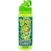 Silver Buffalo Teenage Mutant Ninja Turtles Water Bottle With Flip-Up Straw | BPA-Free Plastic Sports Jug | Holds 20 Ounces