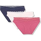Tommy Hilfiger womens 3pk Cotton Logo Lace Trim V Bikini