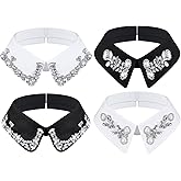 Giegxin 4 Pcs Dickey Rhinestones Fake Collar for Women Embellished Detachable Half Shirt Choker False Collar