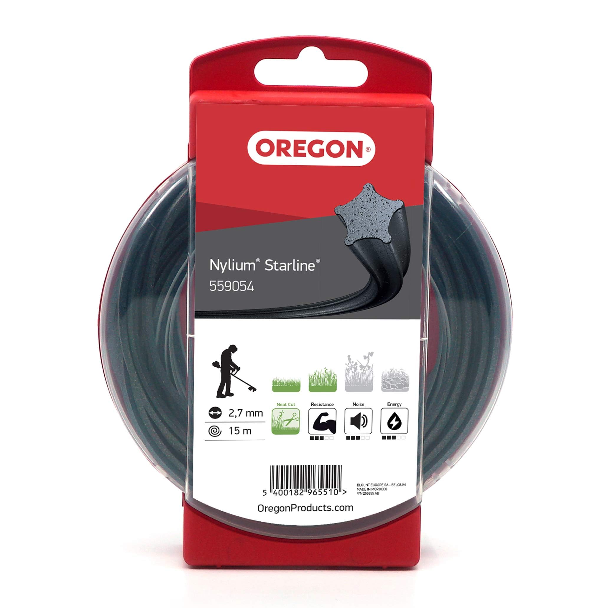 Oregon Star Shaped 2.7mm Strimmer Line with Aluminium Particles, Tackles Long Grass, Weeds & Thick Vegetation, Professional Heavy Duty Strimmer Wire, Fits Most Standard Models, 2.7 mm x 15 m (559054)