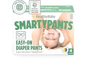 SmartyPants Pull Up Style Diapers | EWG Verified Safe & Plant-Based | Quilted 360 Waistband, Super Absorbent for Overnight Leak Protection |Training Pants by HealthyBaby | Size 4 (46 Count)