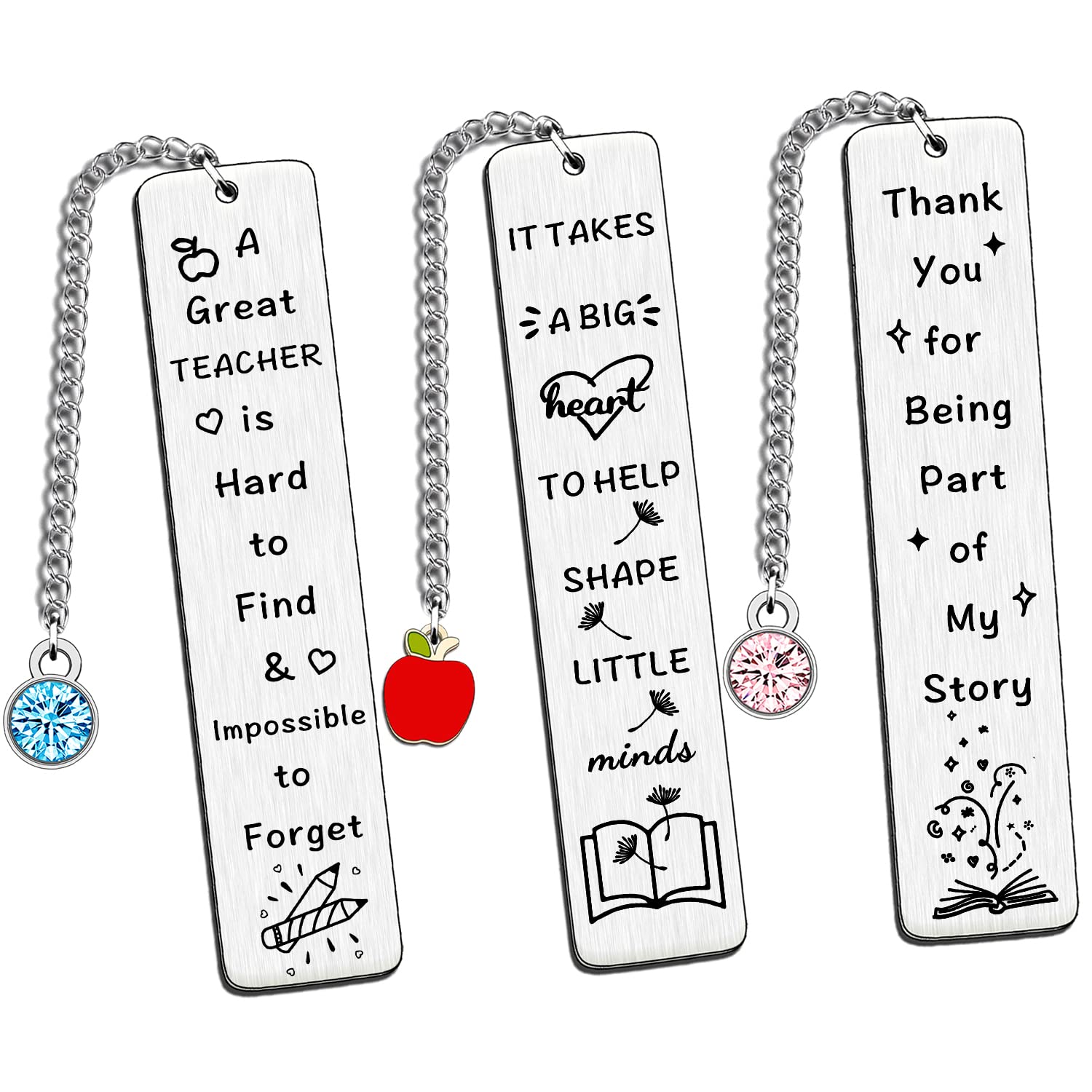 FMCC Teacher Gifts -Thank You Teacher Gifts for Women Men Personalised Teacher Leaving Present Bookmark 3PCS