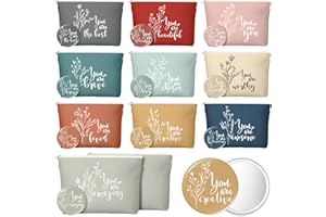 Vercraft 20 Pcs Employee Appreciation Gifts Inspirational Canvas Makeup Bags Compact Mirror Bulk Cosmetic Bags Portable Mirror Thank You Gifts for Women Christmas Nurse Practitioner (Bohemian)