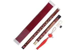 Dizi Instrument, Without Cracks Straight Shiny C Key Bamboo Flute Flute Set with Chinese Knot Flute Box for Performance for G