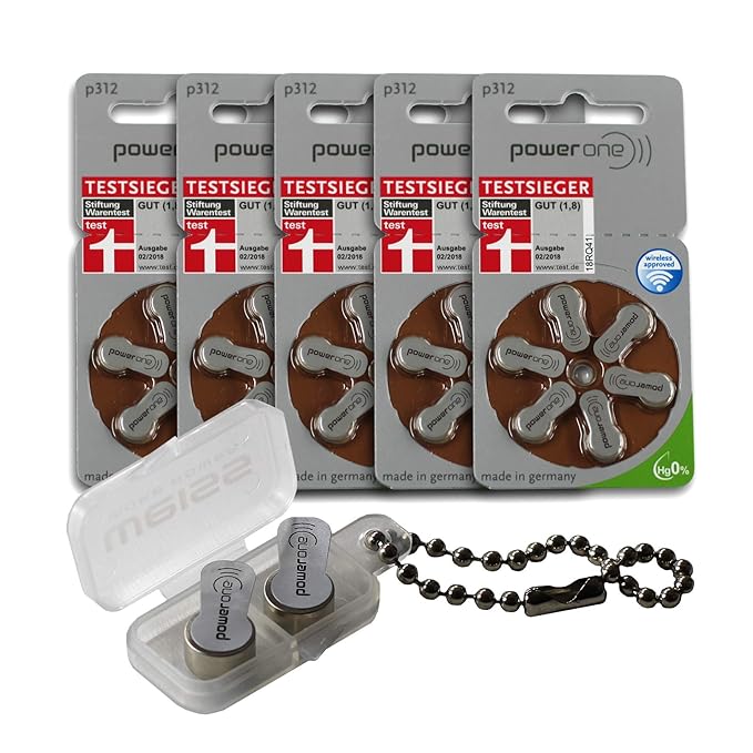 30 x Varta Powerone p312 Mercury Free Quecksilberfrei Hörgerätebatterie inkl. praktischer Batteriebox von Weiss - More Power 