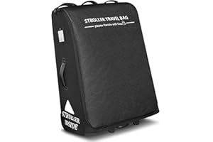 RAYMACE Padded Stroller Travel Bag for Airplane with Wheels Fits to UPPAbaby Vista V2 V3, Cruz V2 V3,Travel Safe Protection Storage Bag, Patterned Design, Black