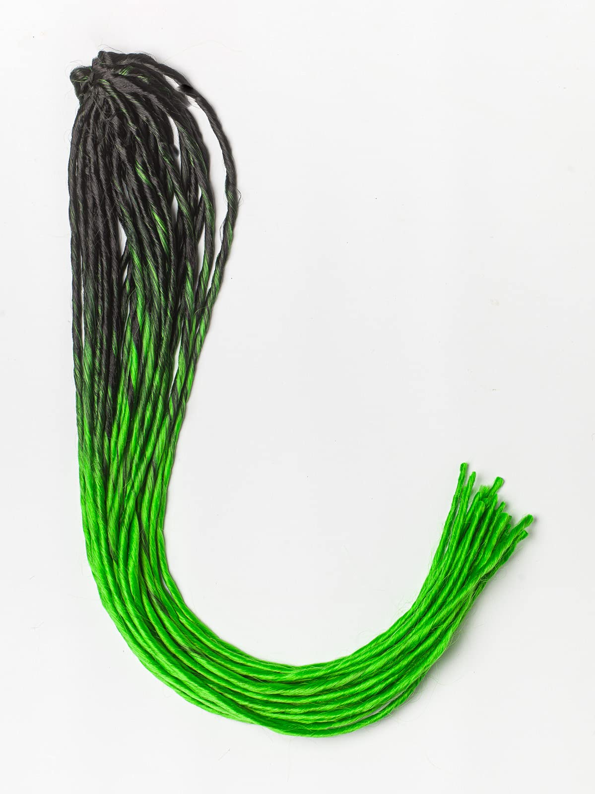 DreadLab - Soft Style Ombre Double Ended Synthetic Dreadlocks Twists 10 Pack (Black - Light Spring Green Transitional)