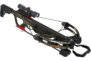 Barnett Expedition 385 Hunting Crossbow - Compact, Fast 385fps, Adjustable Butt Stock, Veil Camo, Triggertech Trigger, 4x32 Scope, Aluminum Flight Track, Headhunter Bolts - Ready to Hunt Package.