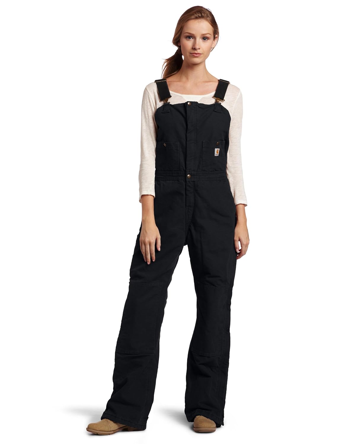 Women's Sz 8 Carhartt Work Sandstone Bib Overalls BLACK