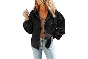 SHEWIN Jackets for Women Casual Long Sleeve Drawstring Fuzzy Sherpa Hooded Zip Up Jacket Coats With Pockets