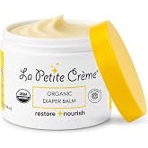 La Petite Creme Diaper Balm - Healing &amp; Nourishing Diaper Rash Cream, 4 oz | Moisturizer &amp; Skin Cleanser, Liniment Diaper Rash Cream, USDA Certified, EWG Verified, Organic Ingredients