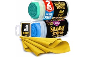 Premium 2pk Mini +1 Free Shammy Cloth for Car Drying - (17”x13”) - Super Absorbent Chamois Towel for Car - Reusable Shammy To